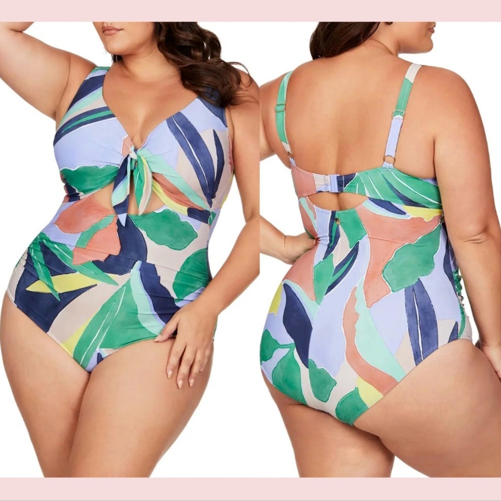 NEW $135 Artesands [ 20W D/DD ]‎ Lav Cezanne Twist One Piece Swimsuit